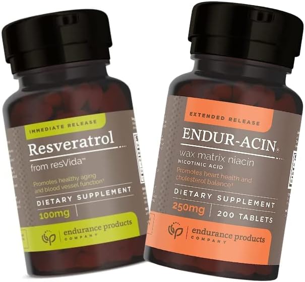 내구 제품 Resveratrol 보충교재 – 포도 피부 추출물과 ENDUR-ACIN 250mg Niacin - Optimal 흡수 & 낮은 녹을 위한 장시간 방출