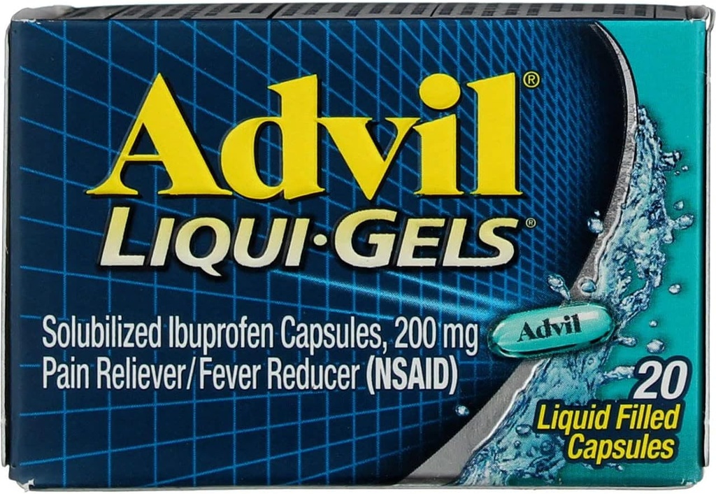 Advil Pain Reliever/Fever Reducer Liqui-Gels 20 CP - 팩 구매 및 저장 (팩 2)