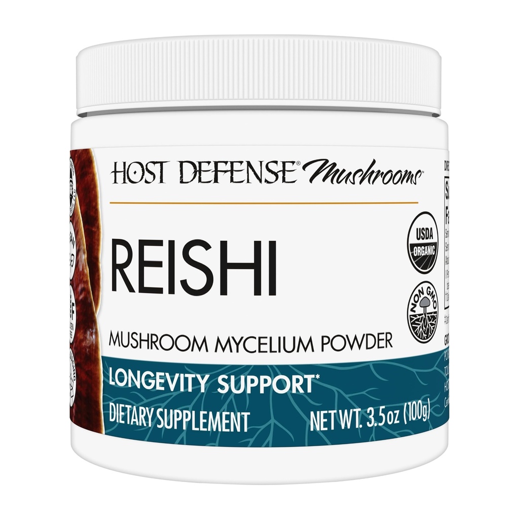 호스트 방어 Reishi 분말 - 버섯 Mycelium 분말 - 하트 & 면역 건강 지원 보충 - Mushroom Supplement 지원 에너지 및 활력 - 보조 전체 웰빙 - 3.5 oz (66 서빙) *