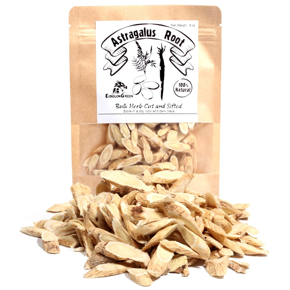 Astragalus 루트 (Milkvetch/Huangqi///♨北//황기) Astragalus 루트 Sliced Raw, 건조 대량 허브 3Oz (88g)
