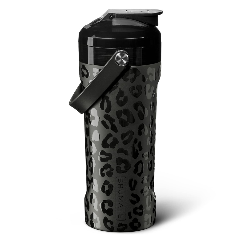 BrüMate MultiShaker 블렌더 셰이커 병 | 100 % 누출 방지 절연 스테인레스 스틸 | 체육관 용 사전 운동 및 단백질 셰이커 병 | 26oz (Onyx Leopard)