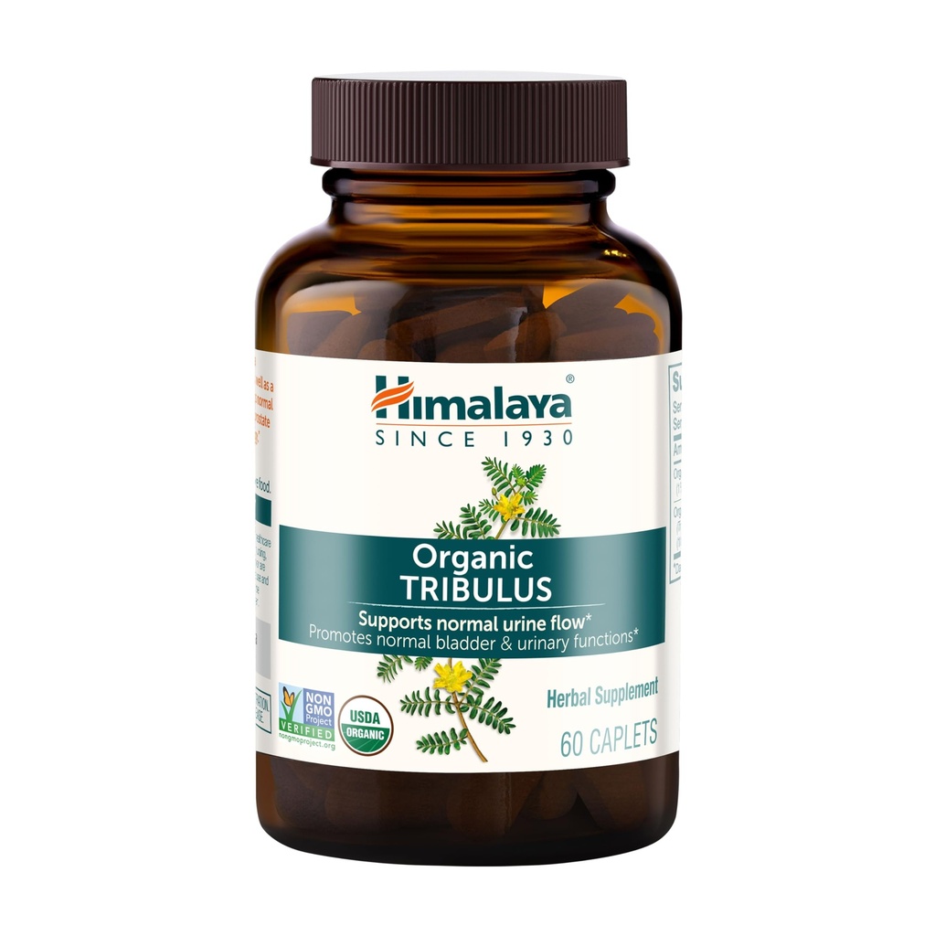 히말라야 유기 Tribulus Terrestris - Bladder 통제, 남성 내구시간, 전립선 및 리비도 지원을위한 초본 보충 - Vegan, Non-GMO, 글루텐 무료, 688 mg, 60 캡슐