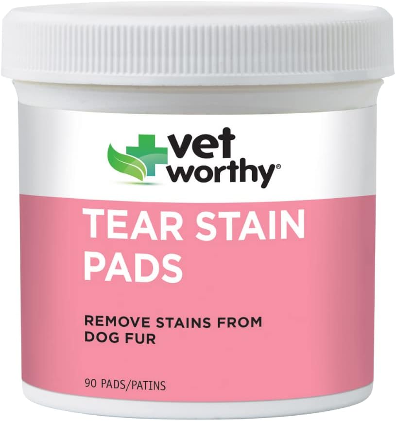 개를위한 Vet Worthy Tear 얼룩 패드 - 솔루션 Soaked 패드 - Dogs Fur - Gentle 및 Safe - 90 패드에서 Stains 제거.