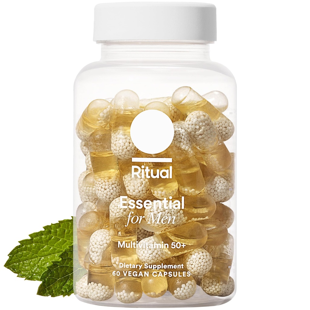 남성 50+를 위한 Ritual Multivitamin, Immune 기능 지원*, Omega-3 DHA, B12, K2, 글루텐 자유로운, 비 GMO, Mint Essenced, 30 일 공급을 위한 아연, 비타민 A 및 D3와 더불어 Vegan