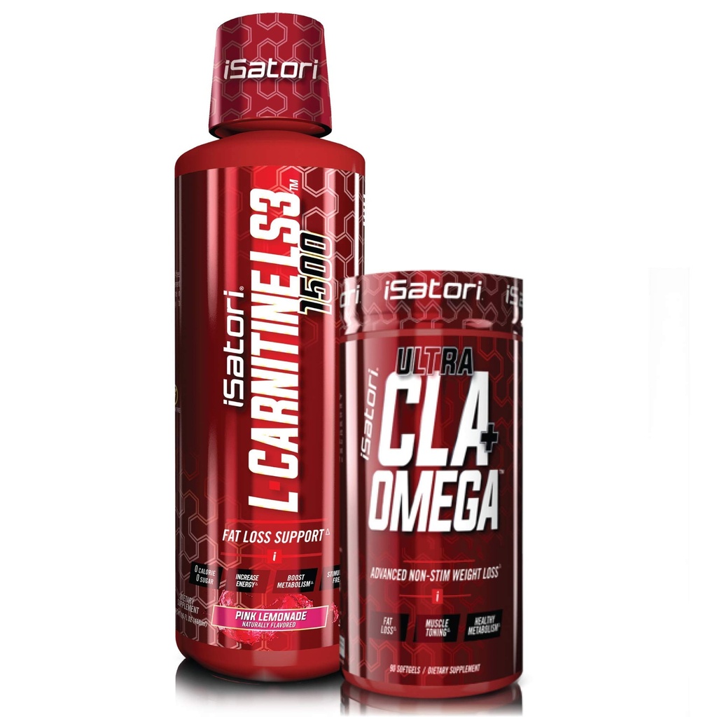 iSatori L-Carnitine LS3 핑크 Lemonade 1500mg (32 인분) & iSatori Ultra CLA (90 소프트 젤)