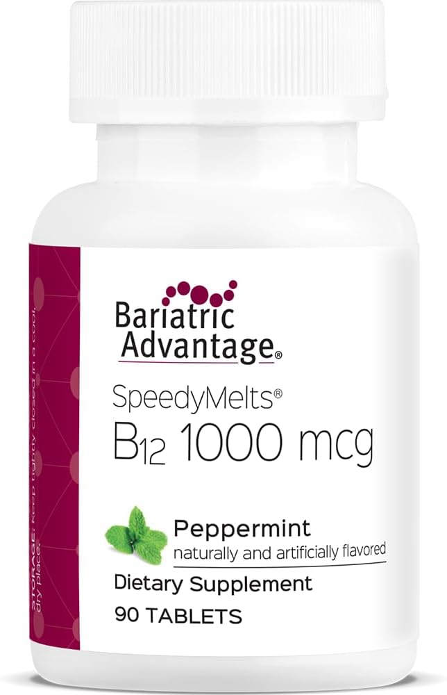 Bariatric 이점 B-12 Speedy 녹는, 비타민 B12 1000 mcg 보충교재, 영양 지원을 위한 Folic 산의 200 mcg를 가진 빠른 녹는 - Peppermint, 90 조사