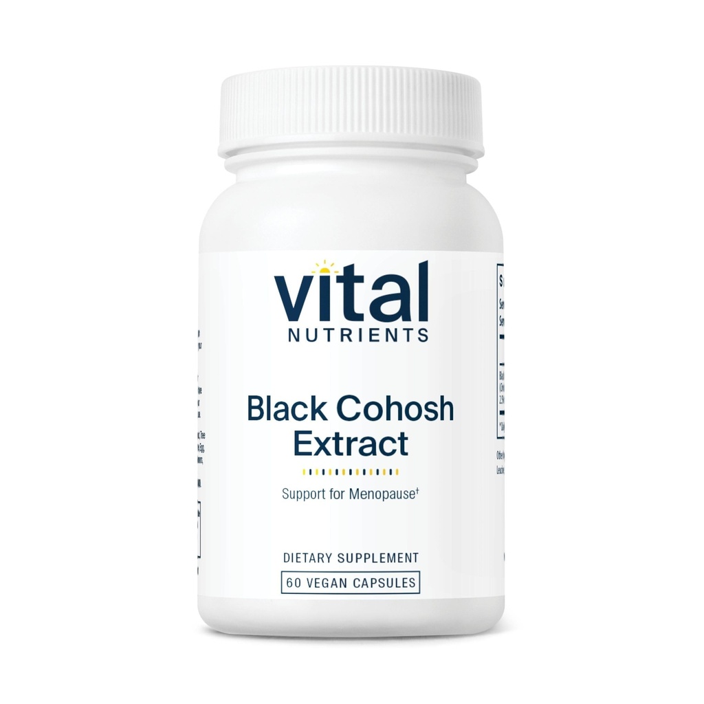 Vital Nutrients Black Cohosh Extract 250mg|여성의 폐경기, Hormonal Balance 및 PMS 지원을위한 Vegan Supplement * 글루텐, 낙농 및 콩 무료 | Non-GMO | 60 캡슐