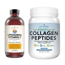 AMANDEAN 프리미엄 Liposomal 비타민 C & Bovine 교원질 펩티드 뭉치. 강력한 산화 방지제. 액체 Quali-C. 잔디 먹이는 교원질. 가수분해된 유형 1 & 3. Immune 지원. 건강한 피부, 머리 & 못