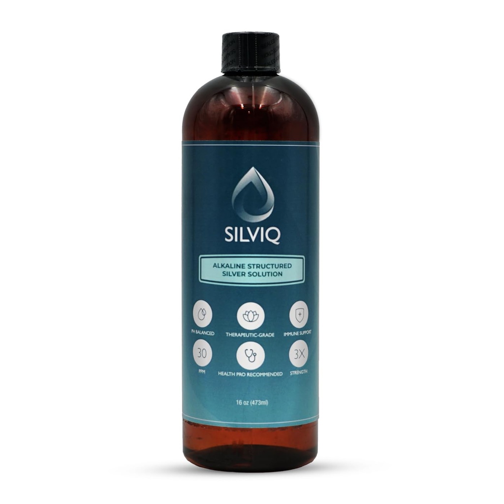 Structured Silver Water 30PPM - PH Balanced Alkaline Structure Silver Liquid Solution 미네랄 보충물 - 향상된 웰빙 및 과트 건강 - 16 Oz (437ml)