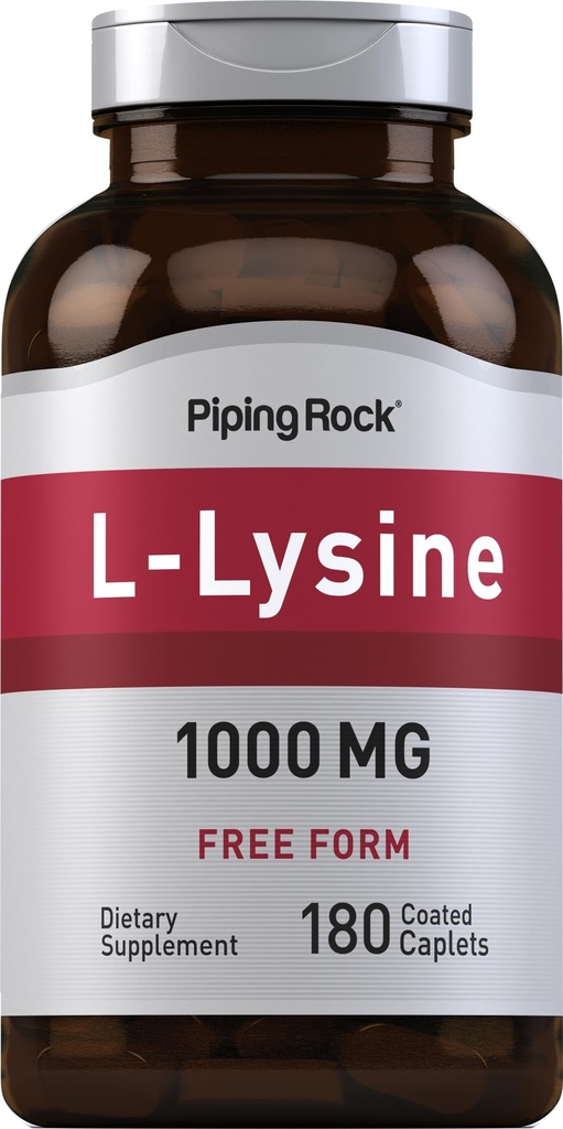 Piping Rock L-Lysine 1000mg | 180 Caplets | 무료 양식 | 채식주의자, 비 GMO, 글루텐 무료