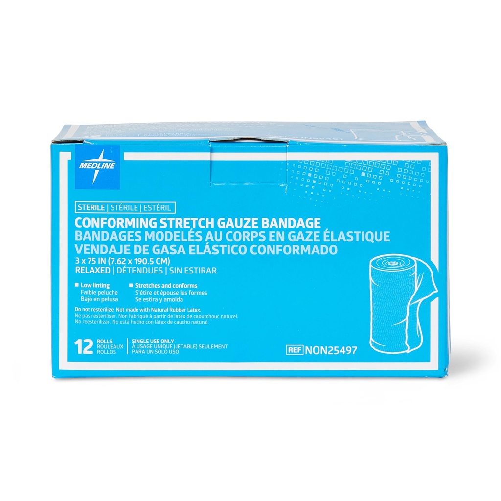 Medline Sterile Conforming Gauze 붕대, 3" x 75", Wound 배려, 96의 팩을 위한 이상