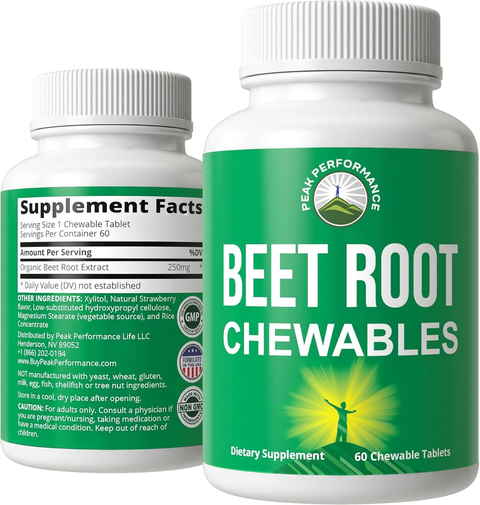 Beet Chews - 큰 Tasting Beets Chewables 와 아니 추가 Sugar - 더 나은 보다 Gummies. 유기 사탕수수수 뿌리 추출물을 포함합니다. Vegan, 영 글루텐 Beetroot 심장, 순환, BP에 대 한 총 보충