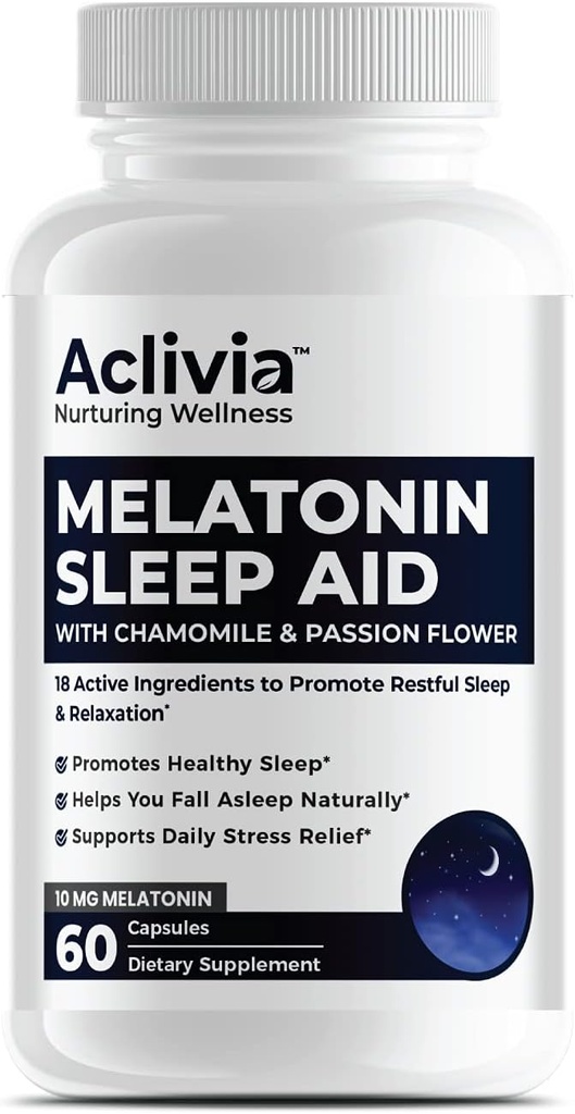 최고 힘 Melatonin 10 MG 캡슐, Chamomile, Passionflower & Lemon Balm, 당신이 자연적으로 가을 Asleep를 돕기 위하여 수면 원조 & 재상쾌하게 하는, Non-Habit 형성, 60의 캡슐