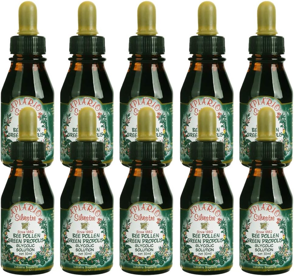 공식 대리점 - Apiario Silvestre Bee Pollen & Brazil Green Bee Propolis Liquid의 10 병 - 글리콜 추출물 - 비 알코올, 왁스 무료, 설탕 무료