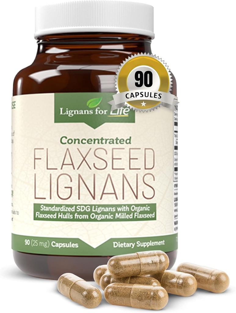 생활 Flaxseed와 SDG를 위한 Lignans - 오메가 3 지방산, 섬유 산화제 - 도움은 빛나는 외투, 소화 및 심장 건강, 25mg, 90의 캡슐, 1 팩을 개량합니다