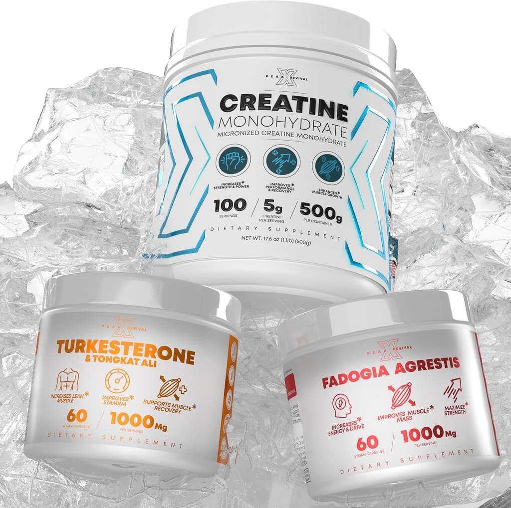 Fadogia Agrestis+ 성과 Creatine Monohydrate 분말 보충교재 + Turkesterone & Tongkat Ali Gluten는, 비 GMO, Vegan (60의 캡슐) 해방합니다