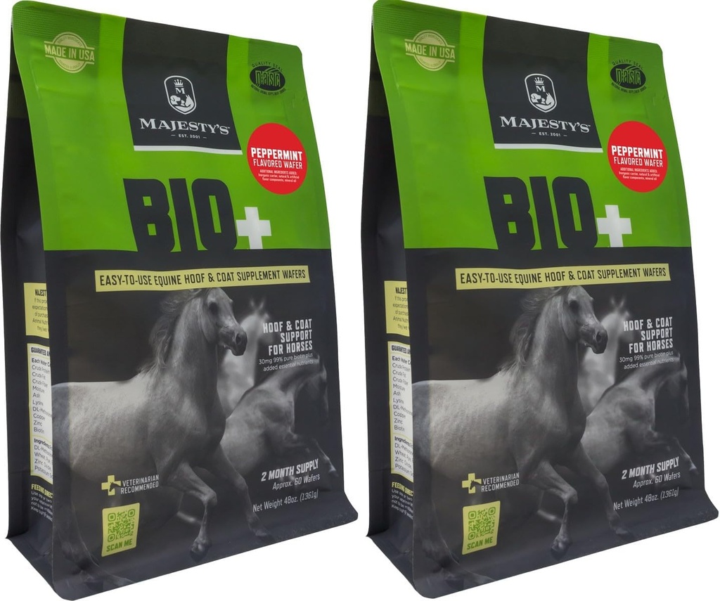 Majesty's Peppermint flavored Biotin Wafers - 뛰어난 말 / Equine Hoof 및 코트 지원 보충 - 구리, 아연, Lysine, Methionine