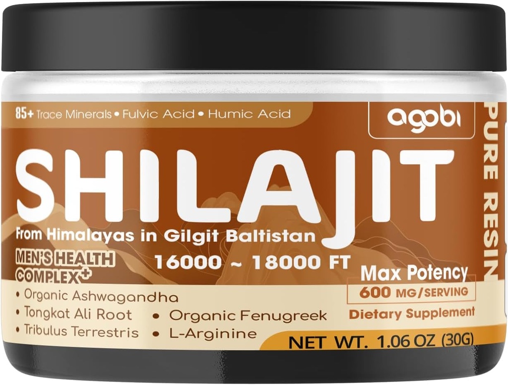 Shilajit 순수한 Himalayan 유기 수지 - 85 + Trace 무기물, Fulvic 산, Ashwagandha 뿌리, Tongkat Ali & More Herbal - 지원 면역, 에너지 생산 및 두뇌 건강