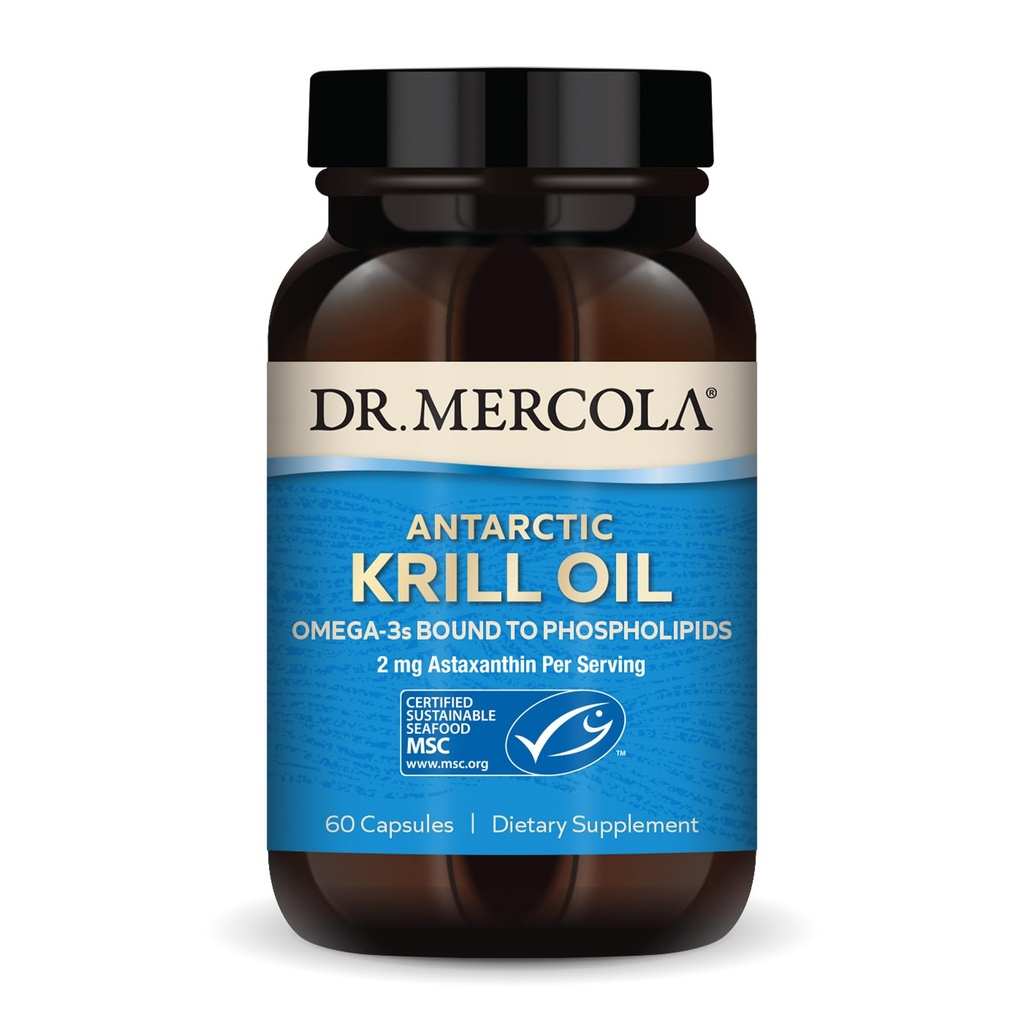 Mercola Antarctic Krill Oil - 1,000 mg - EPA 및 DHA가있는 오메가 3 보충 - 뇌, 심장, 관절 및 면역 건강 지원 - GMO-Free, 글루텐 프리 & Soy-Free - 60 캡슐 (30 인분)
