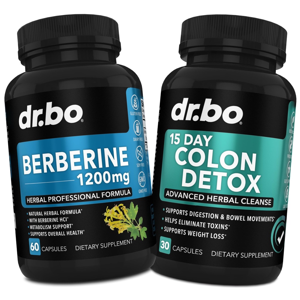 Berberine 보충교재 & 대령 Cleanser Detox - Berberine HCL 보충교재 캡슐 & 15 일 Intestinal Cleanse 알약 & Probiotic - Stomach Bloating를 위한 우수한 HCL Bowel 운동 보충교재