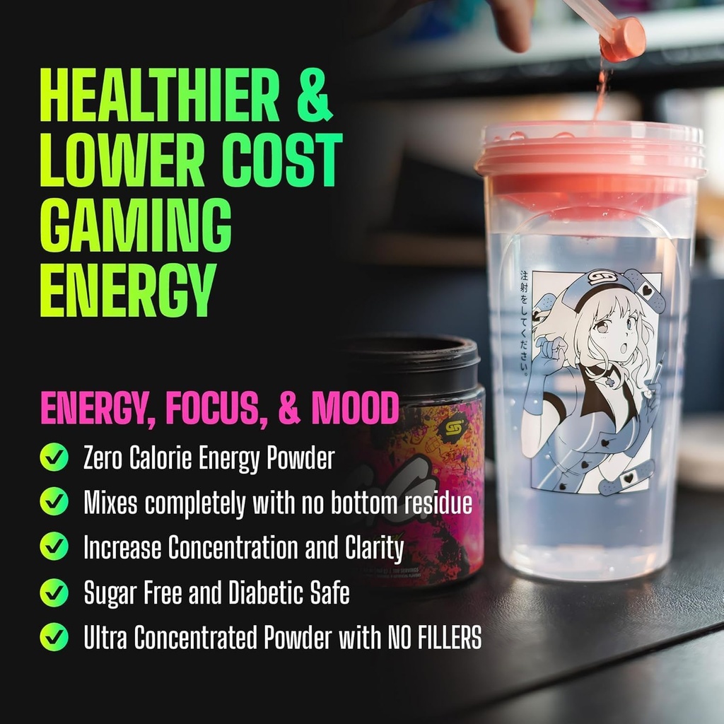 게이머 용품, GG 에너지 레드 라즈베리 (100 인분) - Keto Friendly Gaming Energy and Nootropic Blend, Sugar Free + Organic Caffeine + Vitamins, Powder Drink