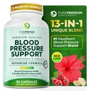 Hawthorn Berry, Hibiscus, Garlic & Vitamin B12- 정상적인 심장 건강, 순환 건강 및 혈압 지원을 위한 Nitric 산화물 보충교재를 가진 PurePremium 혈압 보충교재 - 90ct