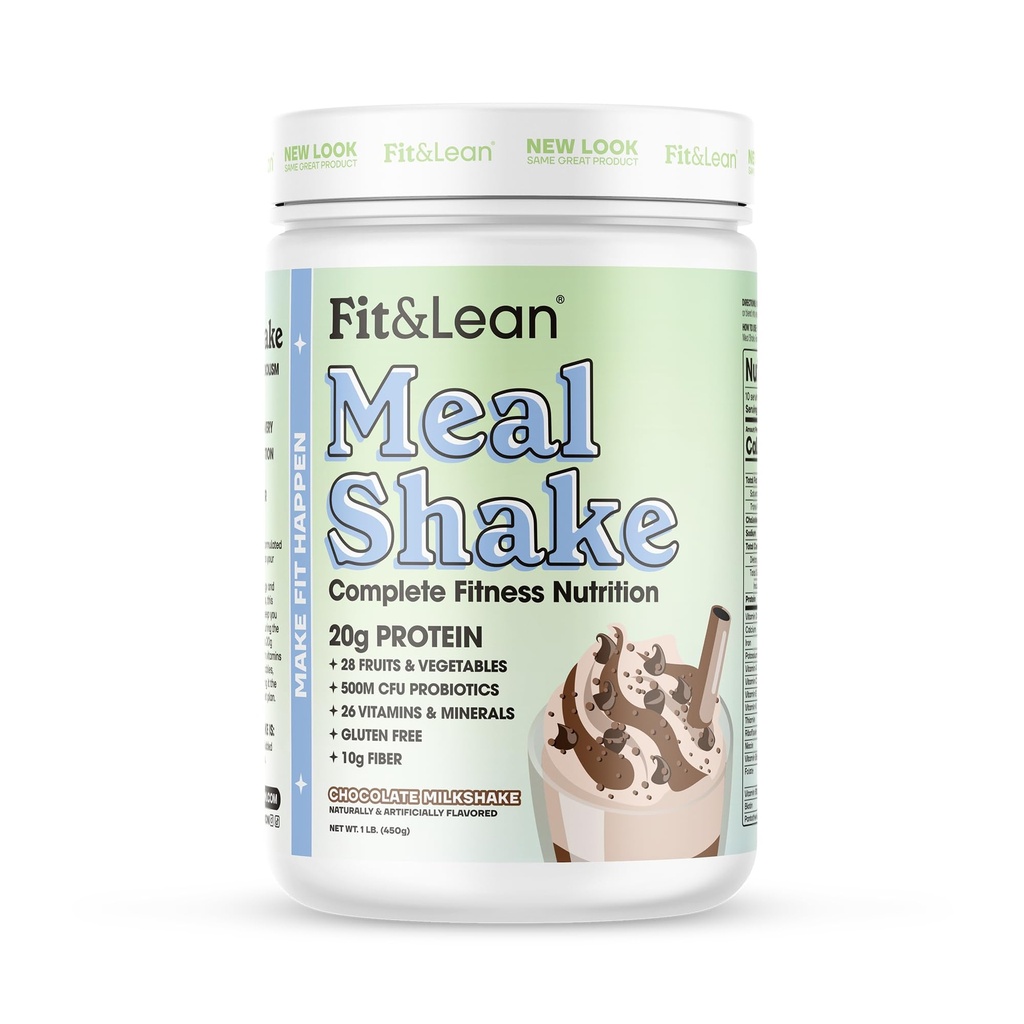 적합 & Lean 식사 Shake, 뚱뚱한 불타는 식사 보충, 단백질, 섬유, Probiotics, 초콜렛, 1lb의 콘테이너 당 10의 서빙