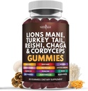 NEW AGE Mushroom Lion 's Mane Supplement Gummies - Reishi, Cordyceps와 버섯 보충 - 60 개