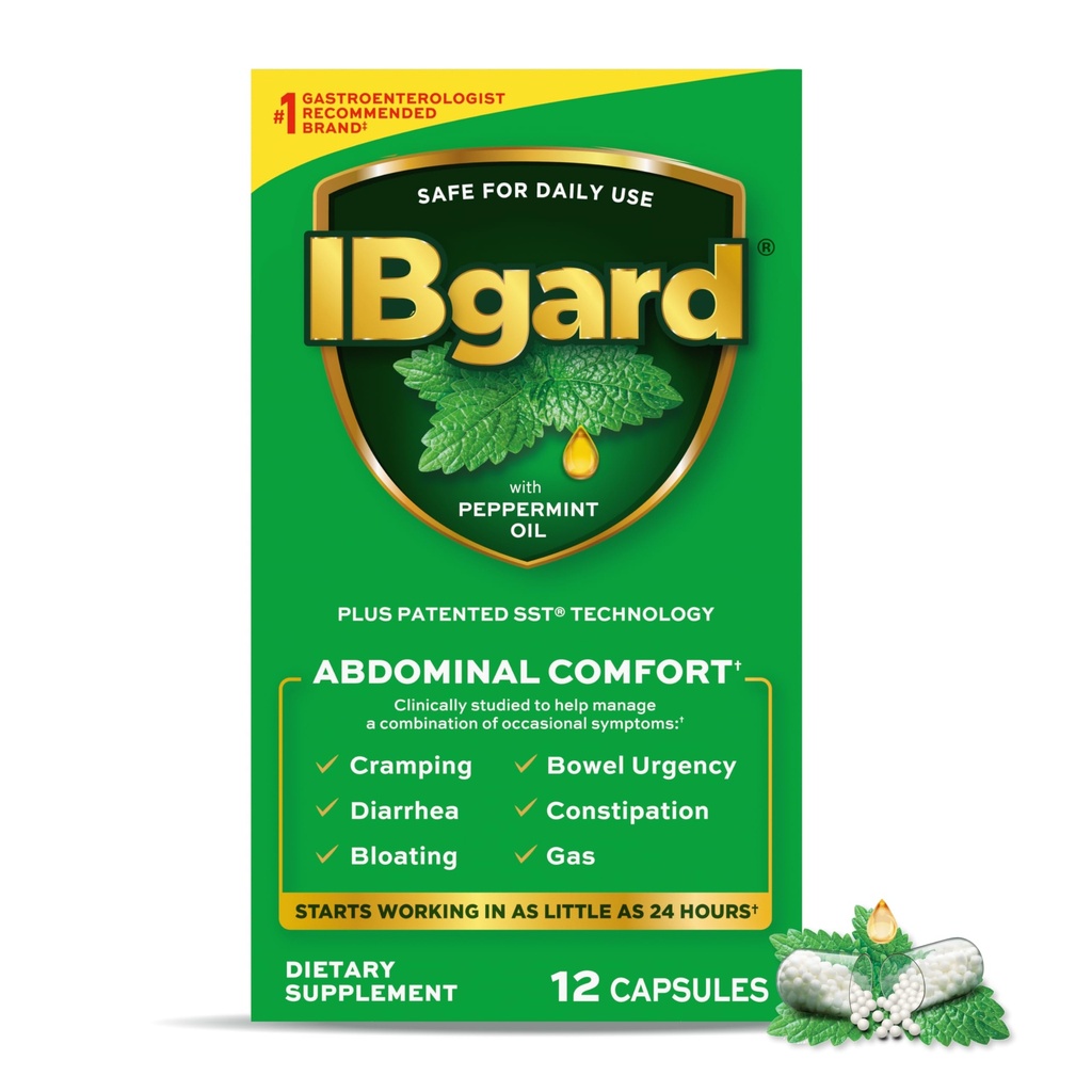 IBgard Gut 건강 보충교재, Abdominal 안락을 위한 Peppermint 기름 캡슐, 12의 캡슐
