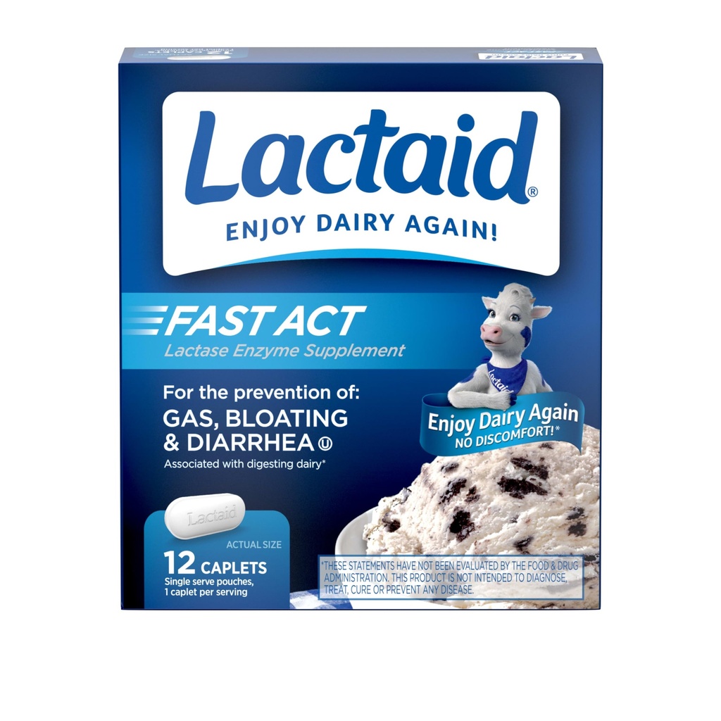 Lactase Enzyme를 가진 Lactaid 빠른 행동 Lactose Intolerance 기복 모자lets는 가스, bloating & Diarrhea 때문에 Lactose 감도, 여행 & On-The-Go, 1의 12 팩을 위한 이상으로,