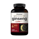 NatureBell Korean Red Ginseng 2,250mg Per 서빙, 240 Softgels | Panax Ginseng Root, 10% Ginsenosides, Non-GMO, 지원 에너지, 남성 성능, & 면역 체계 표준화
