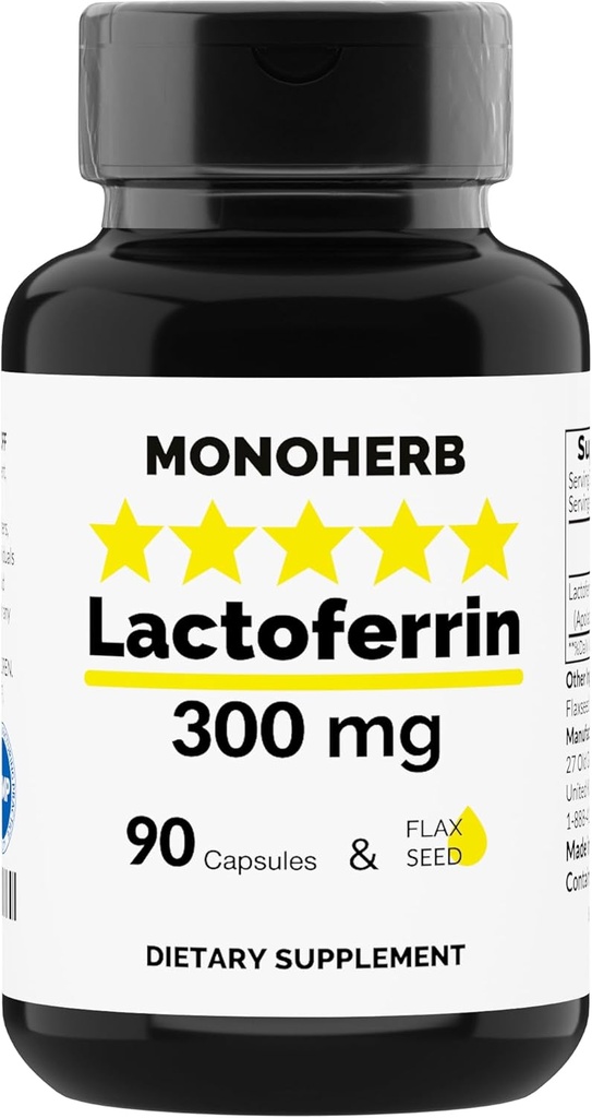 MONOHERB Lactoferrin 캡슐 당 300 mg - 90 채식 캡슐 - 미국에서 만드는