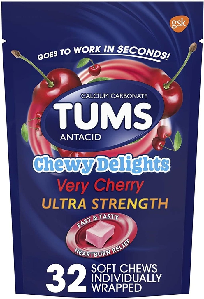 Tums Chewy Delights, 아주 체리 32 ea 팩 4 로 TUMS