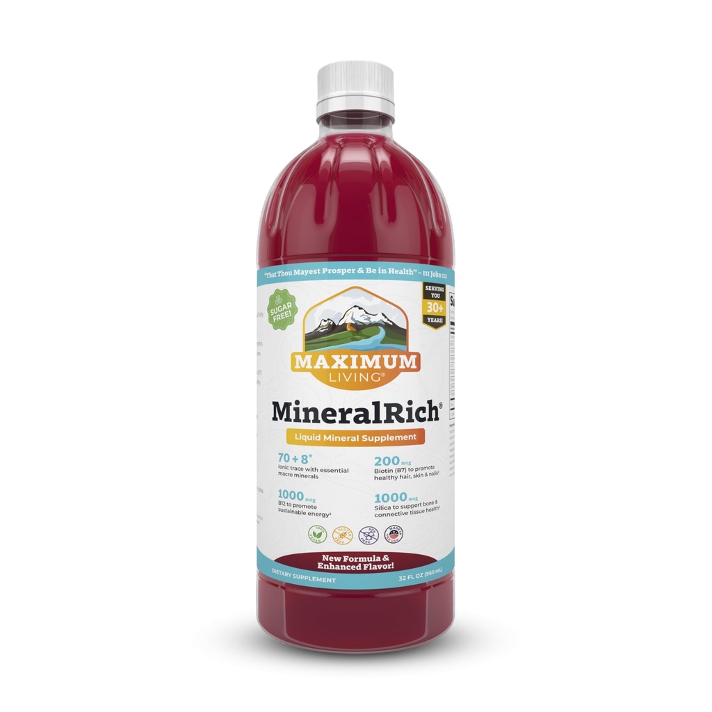 최대 생활 MineralRich - 미네랄 보충 - 설탕 무료 액체 혼합 비타민과 추적 미네랄 - 32 oz