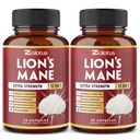 Zolotus 2 팩 90 캡슐 사자 Mane 버섯 보충, Cordeyceps, Reishi, Ashwagandha, 초점, 기억 및 두뇌 지원 보충교재, 면역 지원, 에너지 약을 가진 6 달 공급