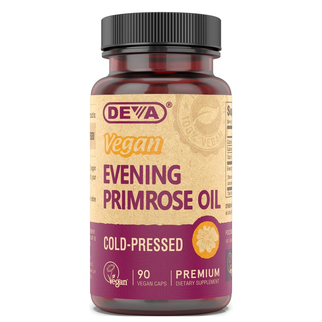 DEVA Vegan 저녁 Primrose 기름, 냉각 압박되는, Unrefined, 90의 캡슐, 1 팩