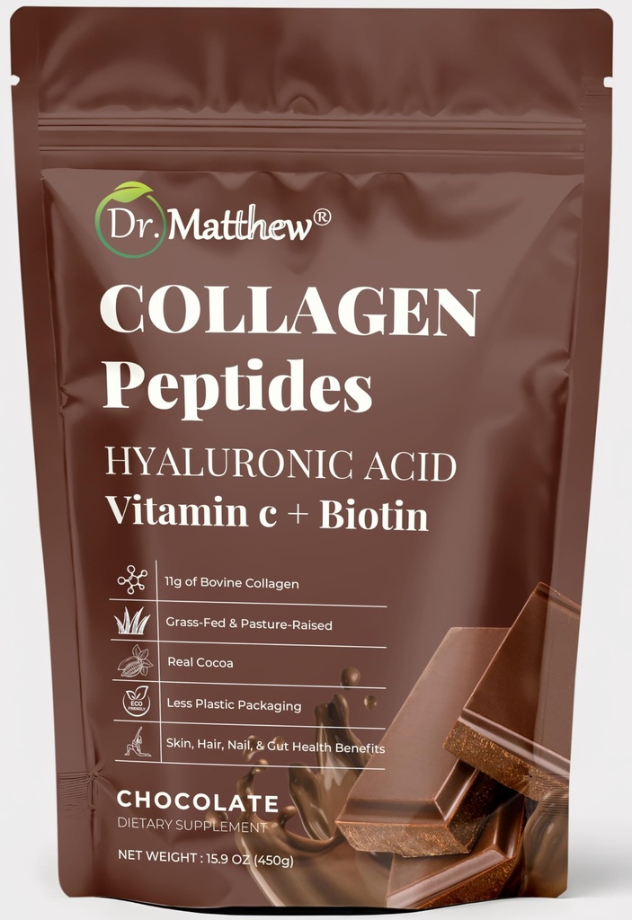 초콜릿 교원질 분말. Hyaluronic 산과 비타민 C. 초콜렛 교원질 펩티드 분말 초콜렛을 가진 교원질. 모발, 피부, 손톱, 관절을 위한 비타민 C & Biotin를 가진 교원질. Keto, 유형 1 및 3.