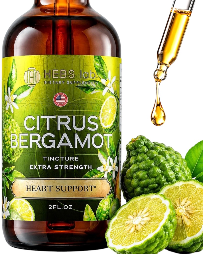 Citrus Bergamot Drops 2 fl oz - 미국에서 만든 - 자연 산화 지원, 심장 및 대사 웰빙 보충 - Bergamot 추출물