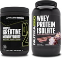 NutraBio Creatine Monohydrate, Unflavored, 300g 및 Whey Protein Isolate, 초콜릿 Dipped Macaroon, 보충 번들 - 근육 에너지, Lean 근육 성장, 회복 및 힘