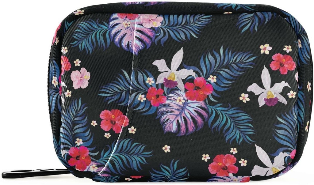 Pill 주최자 Palm Leaves Flowers Pill Box 7 Day Pill Case Bag Travel Pill 주최자 가방 지퍼 휴대용 주간 케이스 컴팩트 크기 비타민 보충 홀더