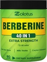 Zolotus Berberine Supplement 40 in 1, Sea Moss, Cinnamon, Milk Thistle, Apple Cider Vinegar, Quercetin, Immune 시스템을위한 최고의 보충, 소화 및 심장 건강