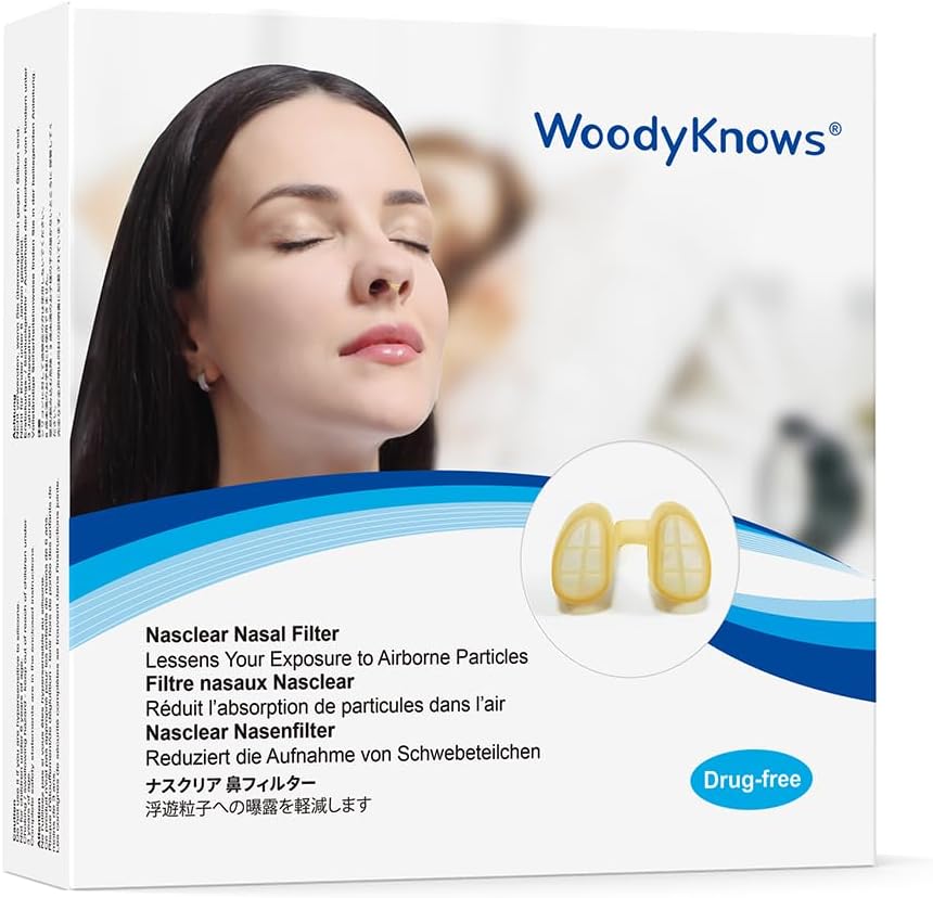 WoodyKnows Nasclear Nasal 필터, 모델 2024, 계절 알레르기 및 산업 오염 보조, 공공 교통 및 애완 동물 Grooming 보호 (Trial S / M / L / XL)