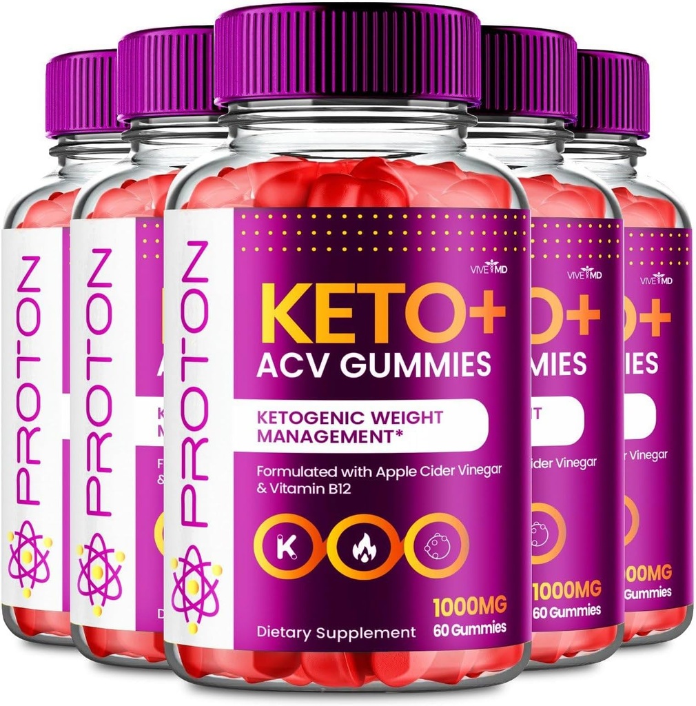 VIVE MD Proton Keto ACV Gummies 고급 무게 관리, 단백질 Keto ACV Gummies, Apple Cider Vinegar 보충 1000mg, Proton Keto + ACV Gummies 리뷰 (5 팩)