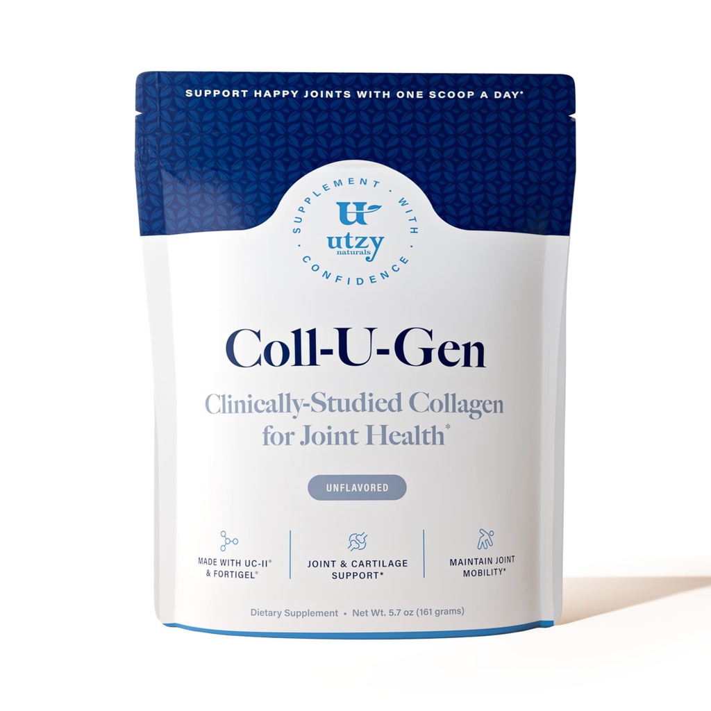 Utzy Naturals Coll-U-Gen | 합동 지원 보충교재 | 유형 II Undenatured Collagen (UC-II®) & Fortigel® | 불확실한 분말 | 30 인분
