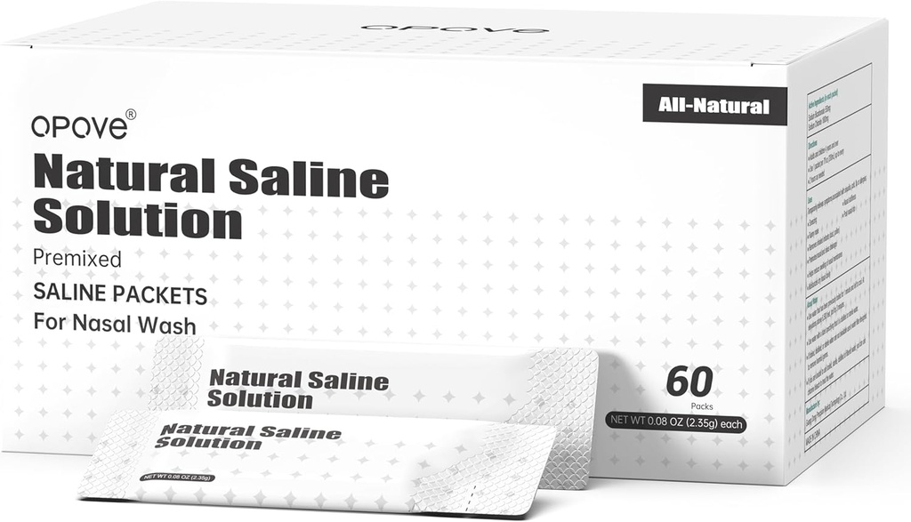Nasal Wash Irrigation Systems, Natural, PH Balanced for Sinus Relief, 60 Packs (Nose Cleaner는 포함되지 않음)