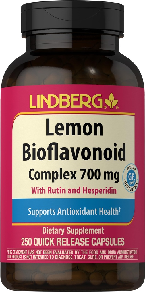 Lindberg Lemon Bioflavonoid Complex | 700mg | 250 캡슐 | 루틴과 헤스페인과의 보충 | 비 GMO, 글루텐 무료