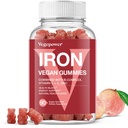 Vegan Iron Gummies 보충교재 - 비타민 C, A, B 복합체, Folate, 성인 & 아이를 위한 아연 - 철 부족을 위한 건강 혈액 & 에너지 지원, Anemia, 맛 후에 아니 - 복숭아 풍미 (90 Ct)