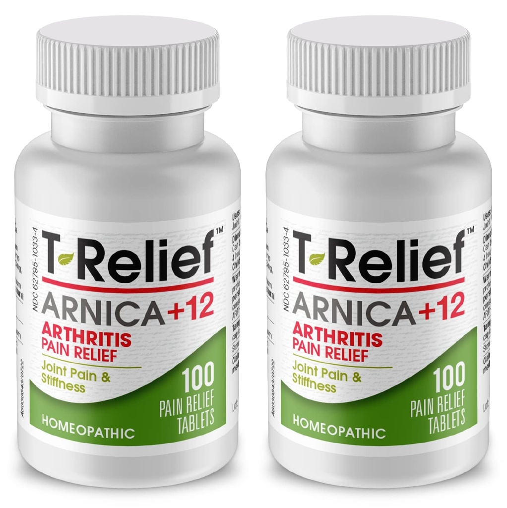 T-Relief Extra Strength Arthritis Arnica +12 Pain Relieving Natural Medicines Help Reduce Soreness Stiffness Aches & Pain in Joint Naturally - 100 태블릿 (2 팩)
