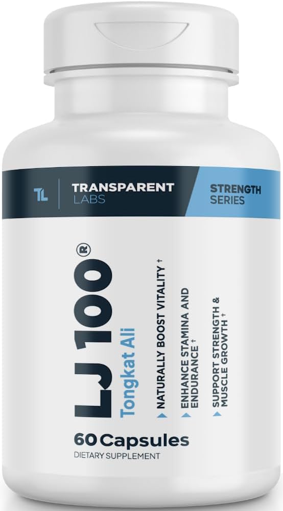 투명한 실험실 LJ100 - Eurycoma Longifolia Tongkat Ali 추출물 Lean 몸 질량, 힘 및 성과 증진을 위한 100mg 캡슐 - 60 조사