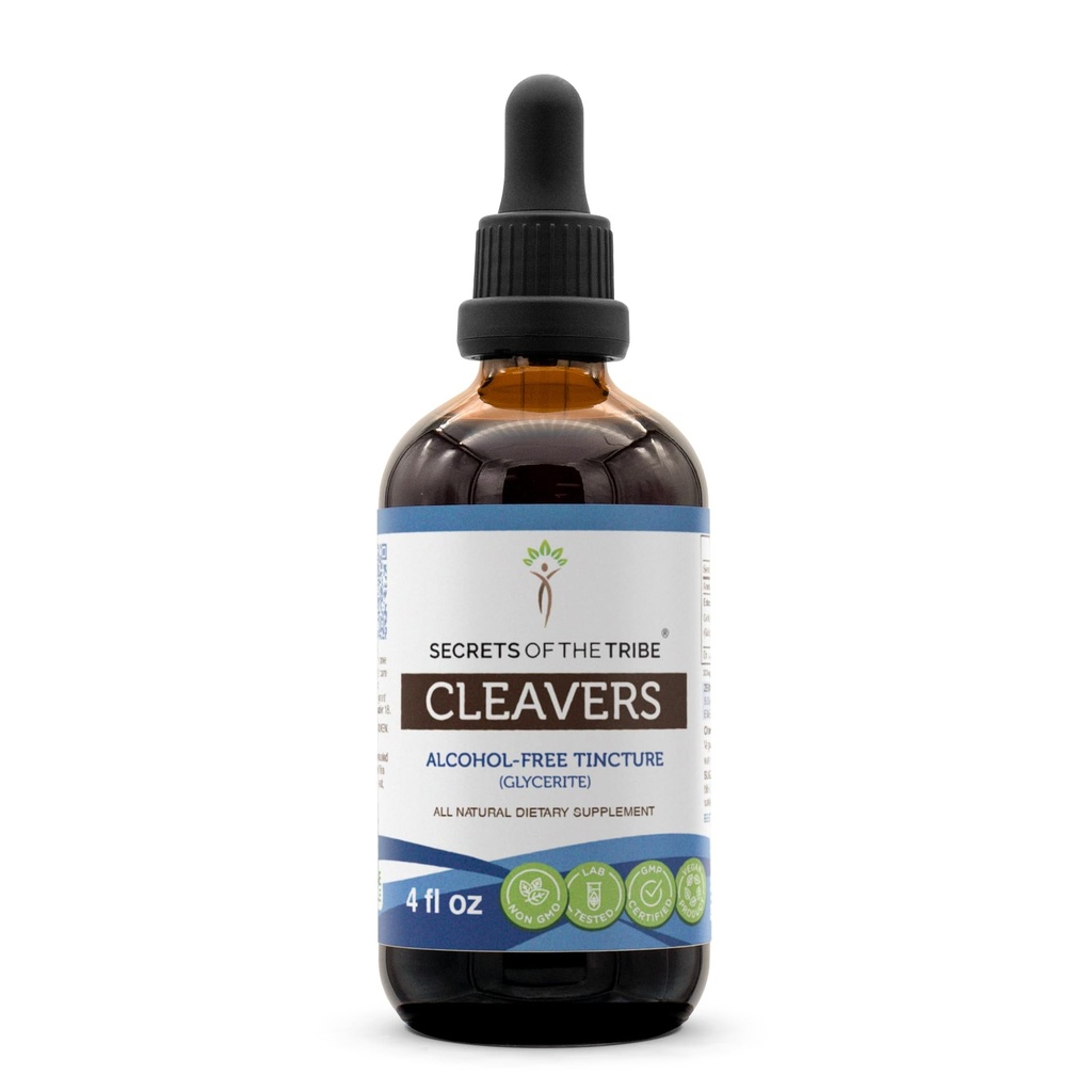Tribe Cleavers Tincture Alcohol-Free Liquid Extract의 비밀, 클레버 (Galium aparine) 건조 허브 (4 FL OZ)